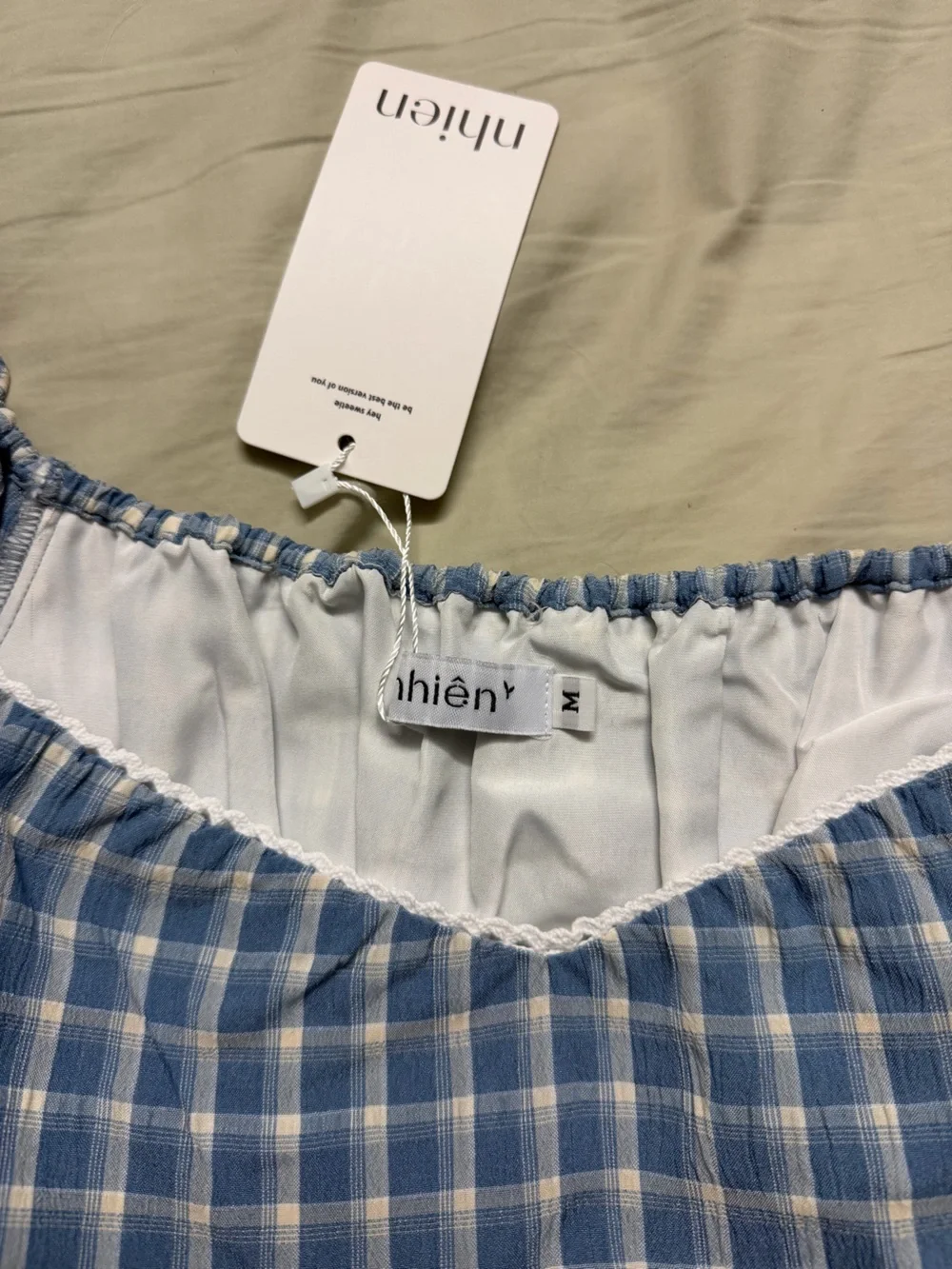 NWT Blue Plaid Babydoll Top
